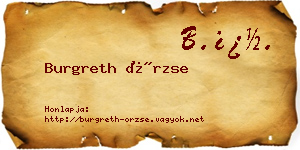 Burgreth Örzse névjegykártya